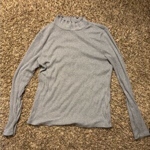 Gray Ribbed Mockneck Sweater